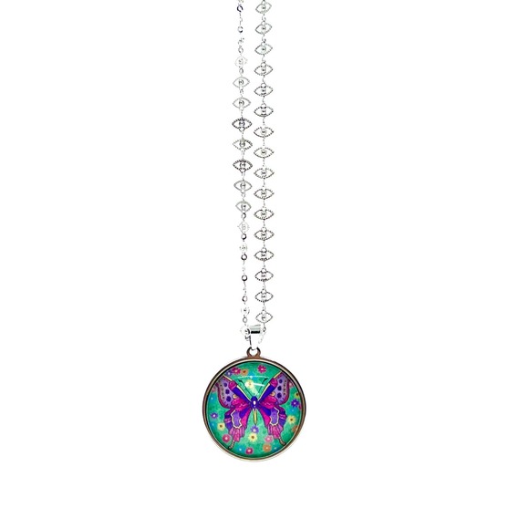 Groovy Butterfly Fancy Ellipse Chain Necklace - Picture 3 of 5